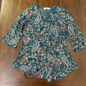 Crocodile Floral Paisley V-Neck Blouse